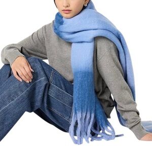 The Drop Amazon Gemma Gemma Oversized Color Block Blanket Scarf Heather Sky Blue